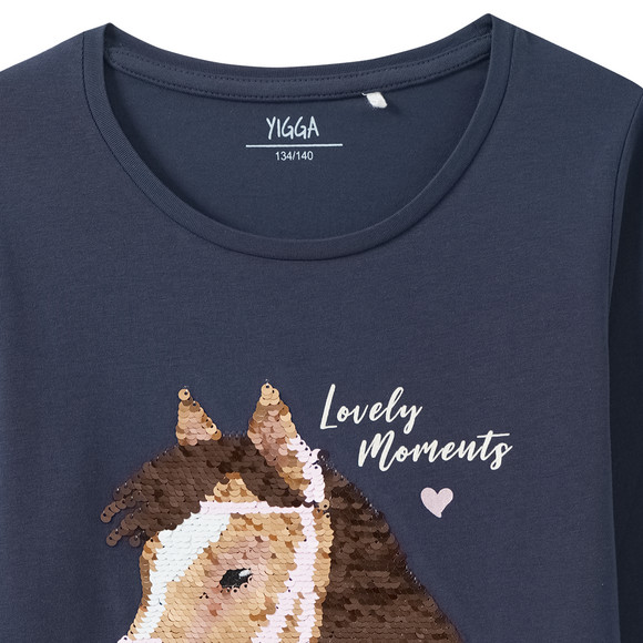 Mädchen Langarmshirt mit Pferde-Motiv