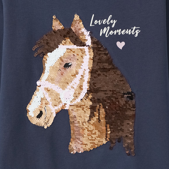 Mädchen Langarmshirt mit Pferde-Motiv