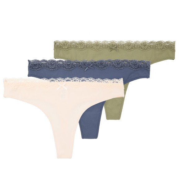3 damesstrings met kant