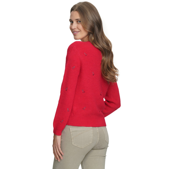 Damen Strickjacke mit Kirsch-Stickerei