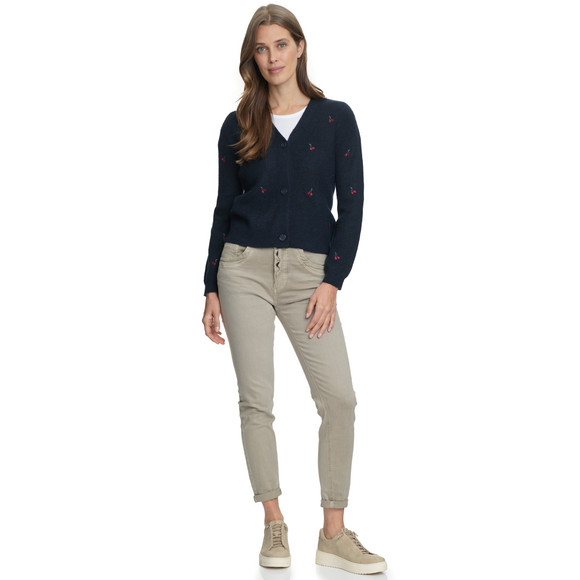 Damen Strickjacke mit Kirsch-Stickerei