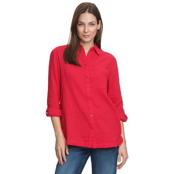 Damen Musselin-Bluse unifarben