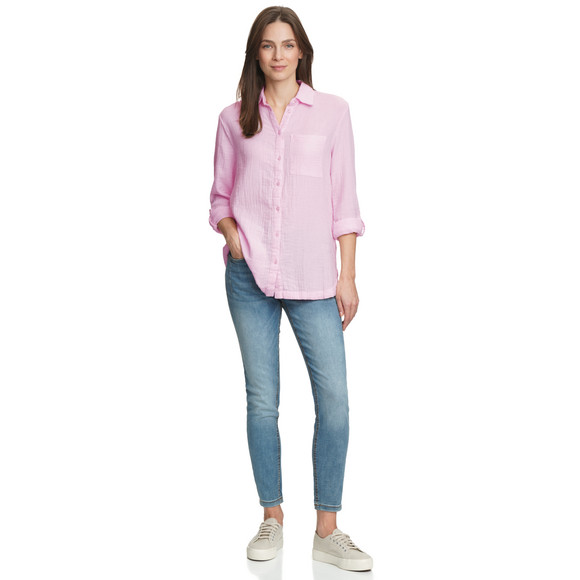 Damen Musselin-Bluse unifarben