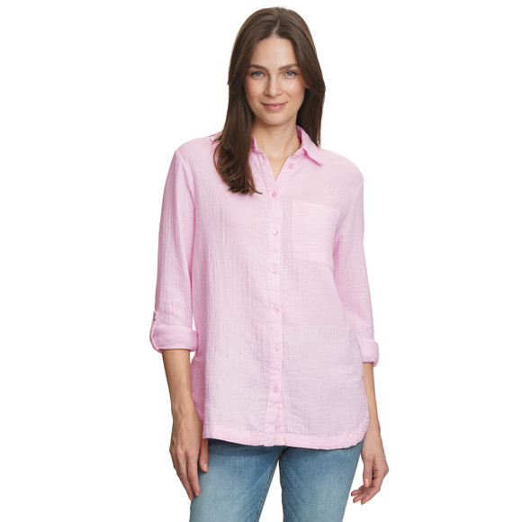 Damen Musselin-Bluse unifarben