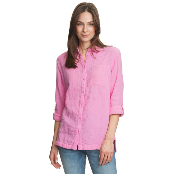 Damen Musselin-Bluse unifarben