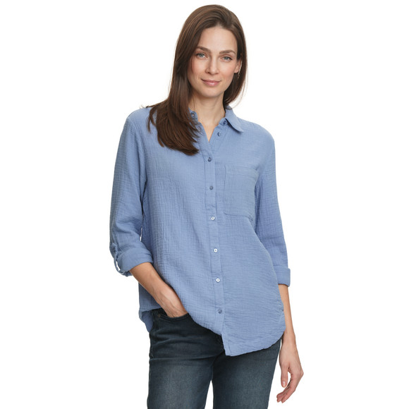 Damen Musselin-Bluse unifarben