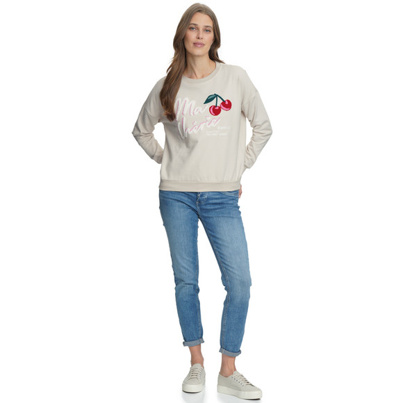 Damen Sweatshirt mit Frottee-Applikation