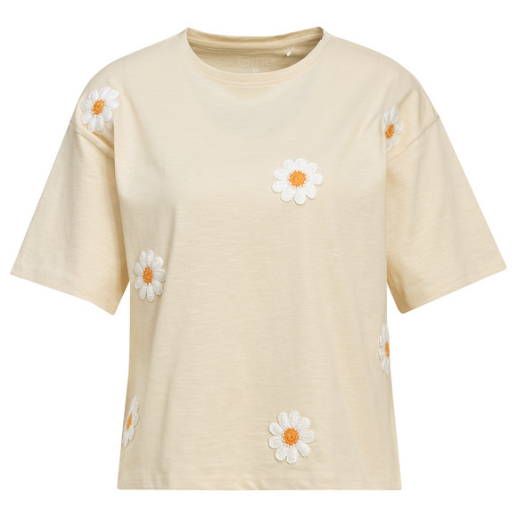 Damen Shirt mit Blumen-Applikation