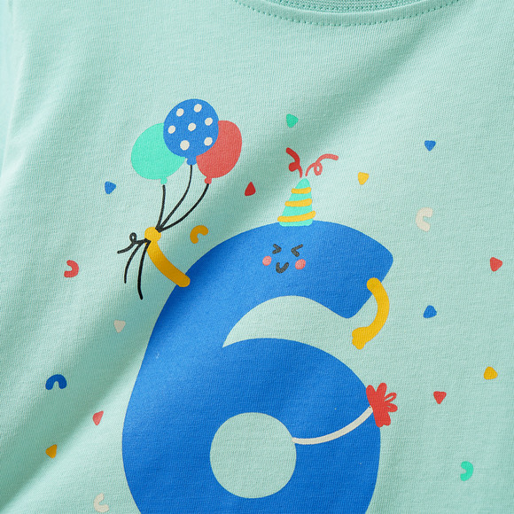 Kinder T-shirt met verjaardagsnummer 6