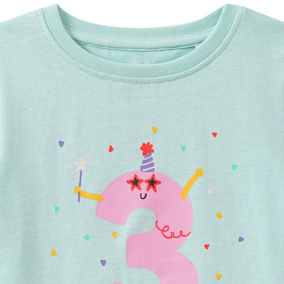 Mädchen T-Shirt mit Geburtstagszahl 3
