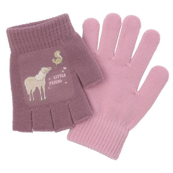 2 Paar Mädchen Handschuhe mit Motiv