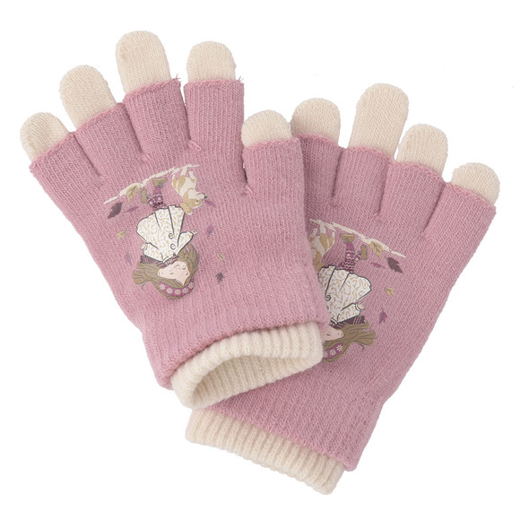 2 paar Meisjes Handschoenen met motief wit / roze