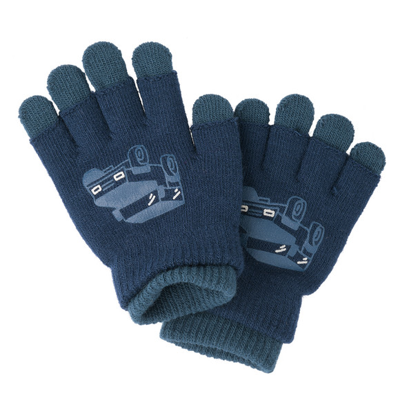 2 paar Jongens Handschoenen met motief donkerblauw / blauw