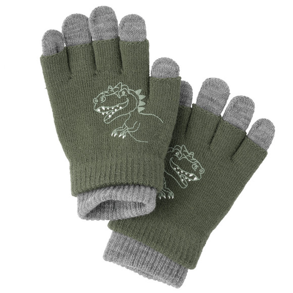 2 paar Jongens Handschoenen met motief olijf / grijs