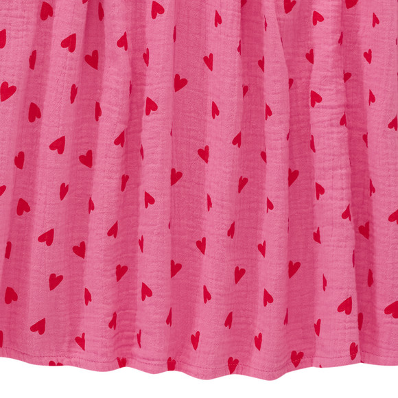 Mädchen Musselin-Kleid mit Herzchen-Print