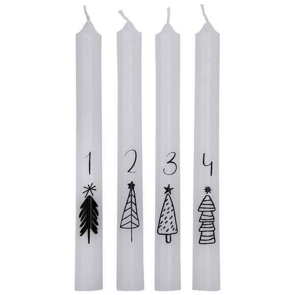 4 Stabkerzen im weihnachtlichen Design