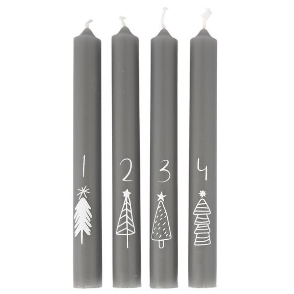4 Stabkerzen im weihnachtlichen Design