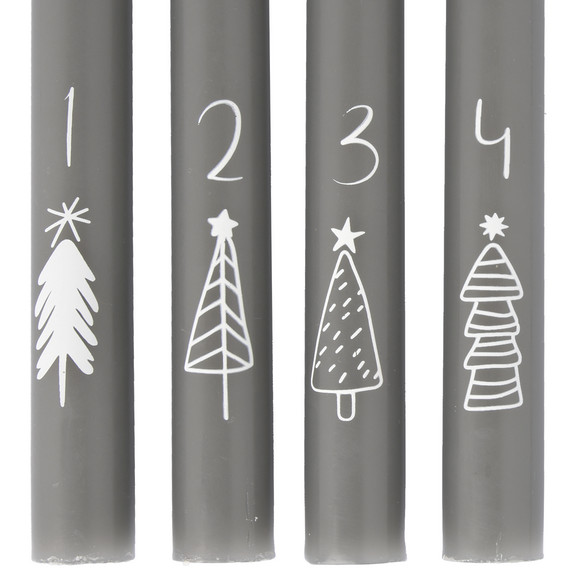 4 Stabkerzen im weihnachtlichen Design