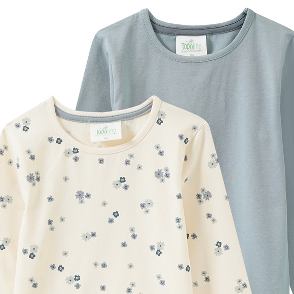 2 Mädchen Langarmshirts mit Blümchen