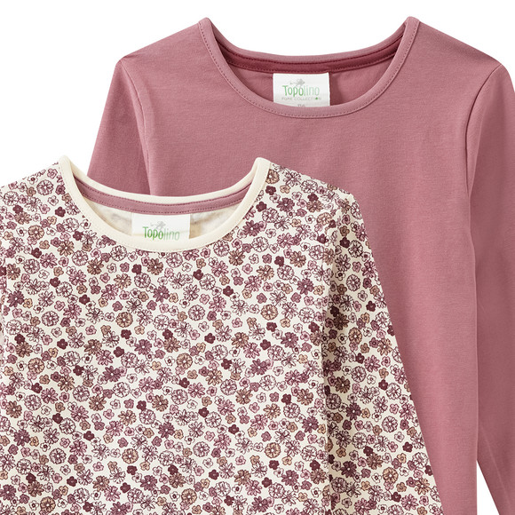 2 Mädchen Langarmshirts mit Blümchen
