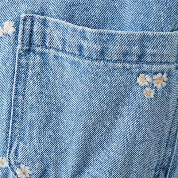 Meisjesjeansjack met bloemenstiksel