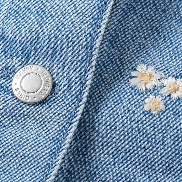Meisjesjeansjack met bloemenstiksel