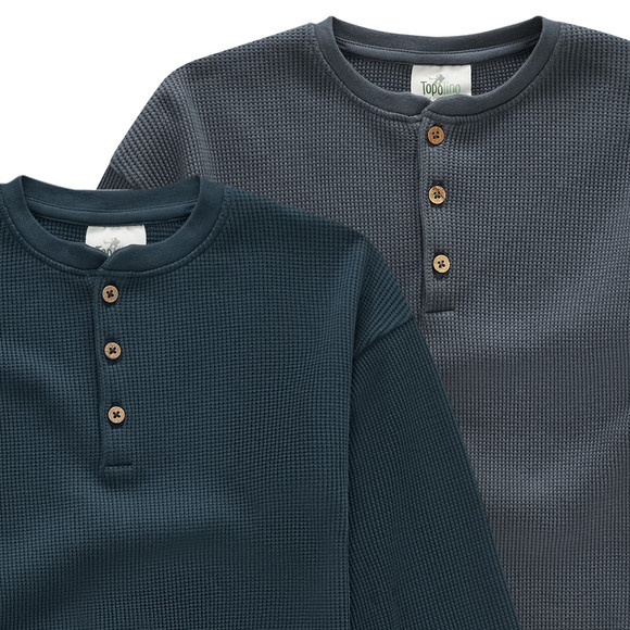 2 Jungen Langarmshirts aus Waffel-Piqué