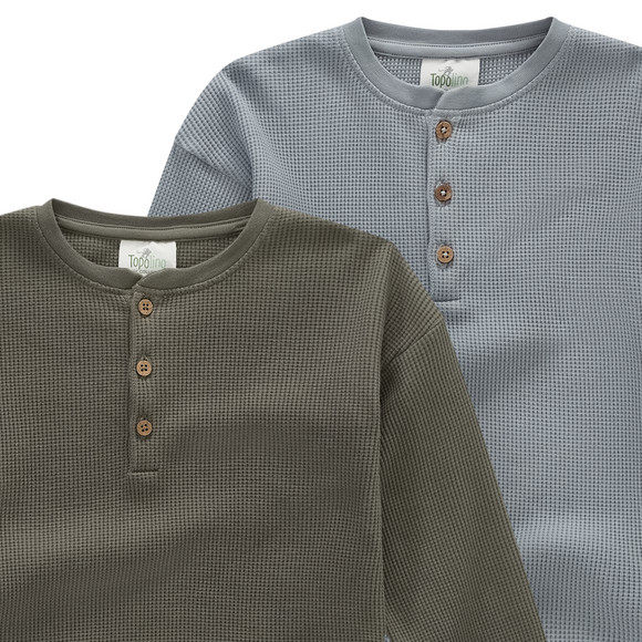2 Jungen Langarmshirts aus Waffel-Piqué