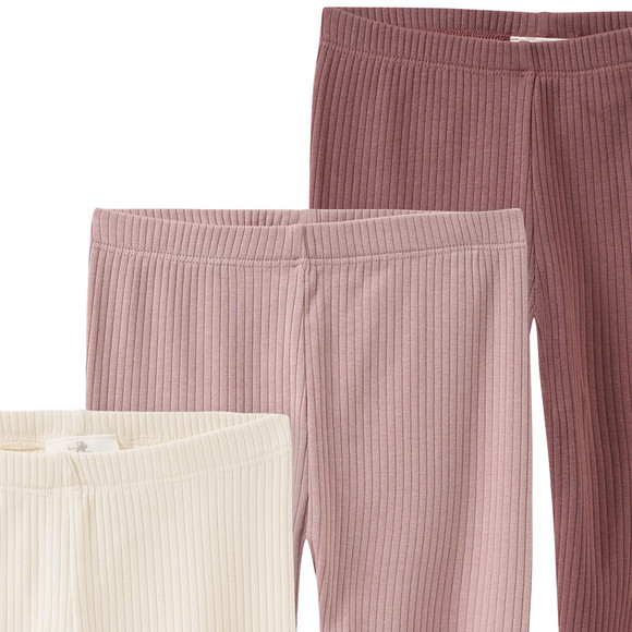 3 Mädchen Leggings mit Rippstruktur