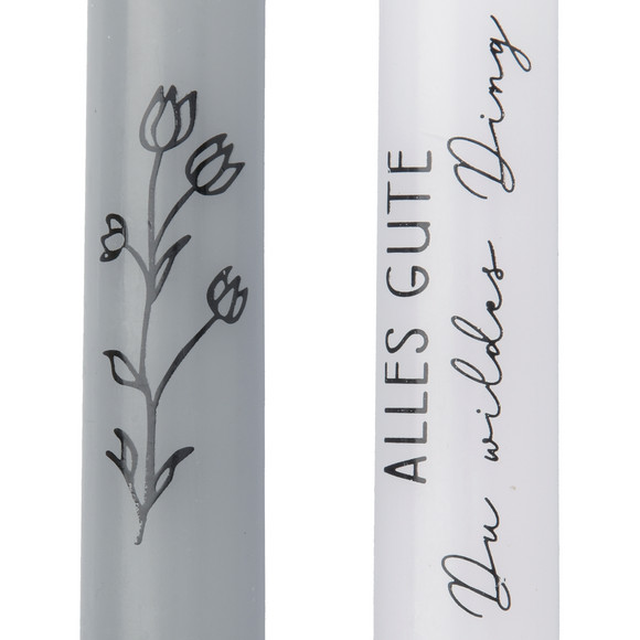 2 kleine Stabkerzen mit Spruch