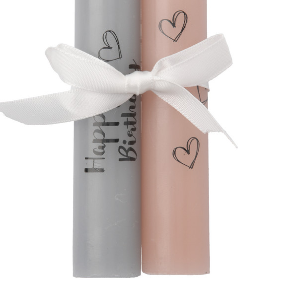 2 kleine Stabkerzen mit Spruch