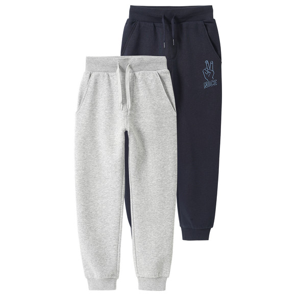 2 Jungen Jogginghosen mit Tunnelzug dunkelblau / hellgrau