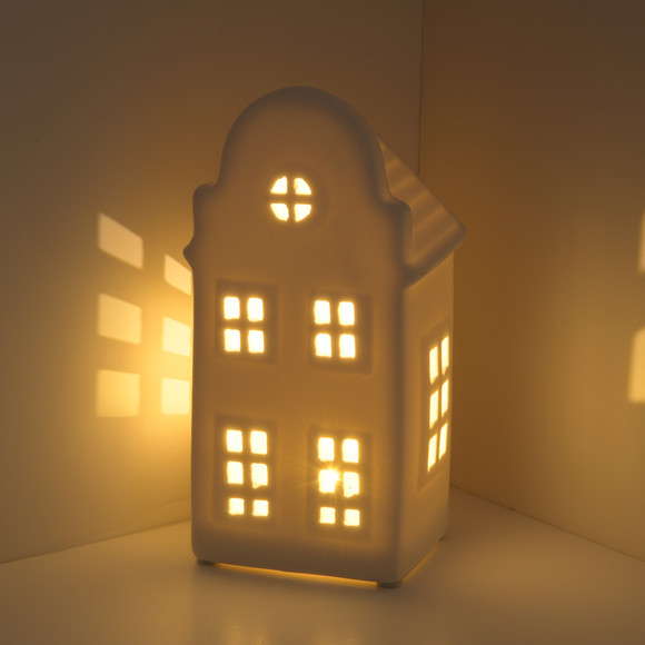 Großes LED-Deko-Haus aus Porzellan