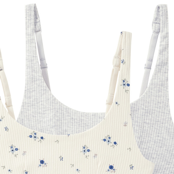 2 meisjesbustiers met ribstructuur