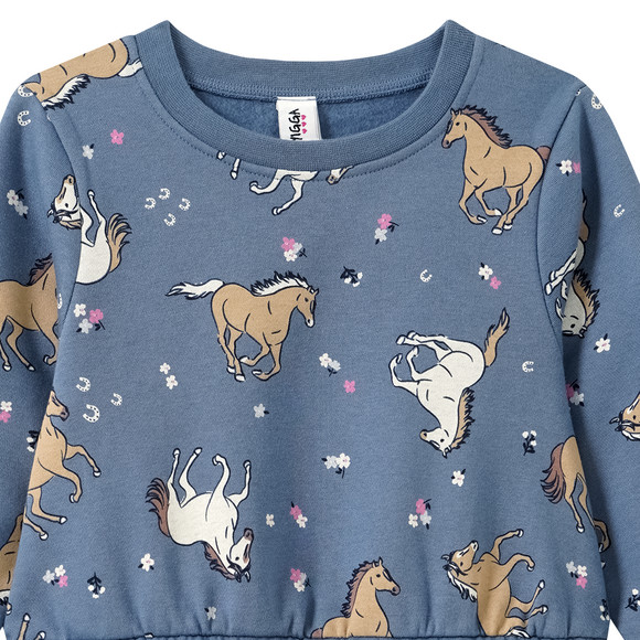 Mädchen Sweatkleid mit Pferde-Allover