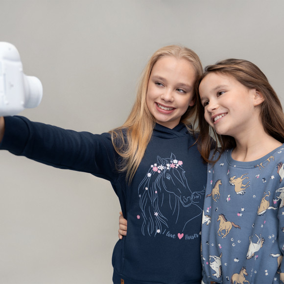 Mädchen Sweatkleid mit Pferde-Allover