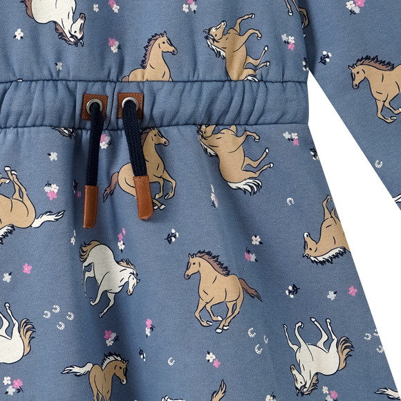 Mädchen Sweatkleid mit Pferde-Allover