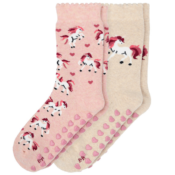 2 Paar Mädchen Stoppersocken mit Einhörnern