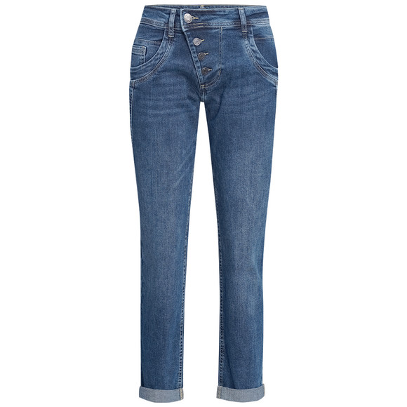 Damen Boyfriend-Jeans mit schrägen Knöpfen