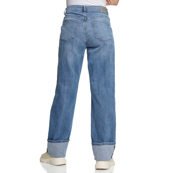 Damen Straight-Jeans mit breitem Umschlag