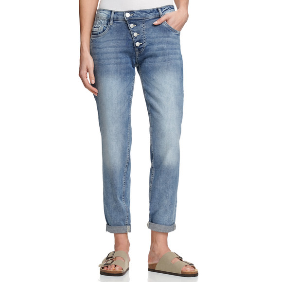 Damen Boyfriend-Jeans mit Used-Waschung
