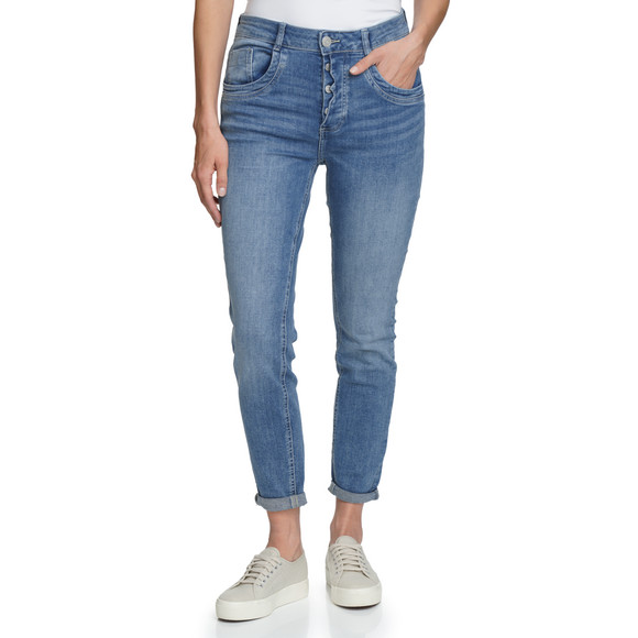 Damen Slim-Jeans mit Used-Waschung