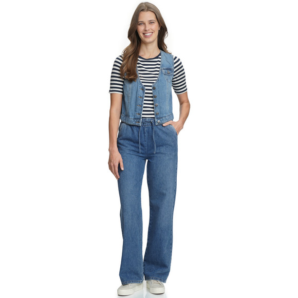 Damen Wide-leg-Jeans mit Elastikbund