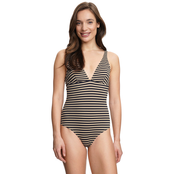 Damen Shape-Badeanzug mit Strukturstreifen
