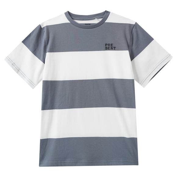 Jungen T-Shirt mit Blockstreifen grau / weiss