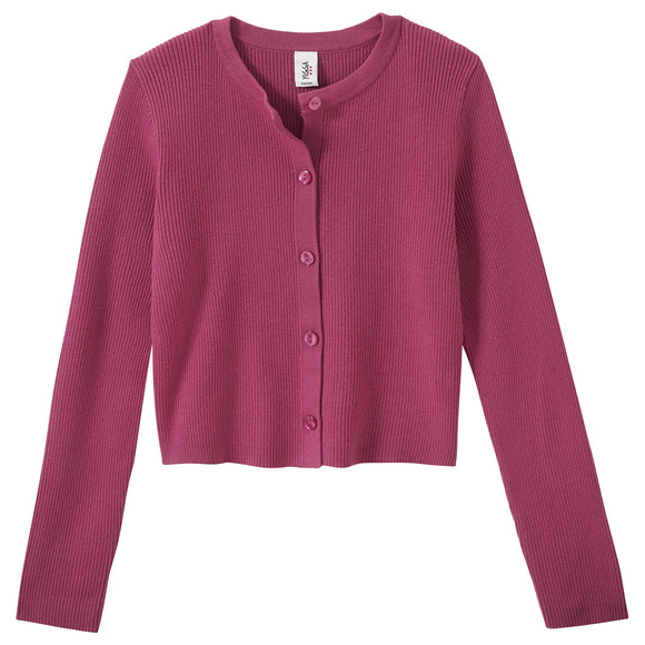 Mädchen Strickjacke mit Rippstruktur beere