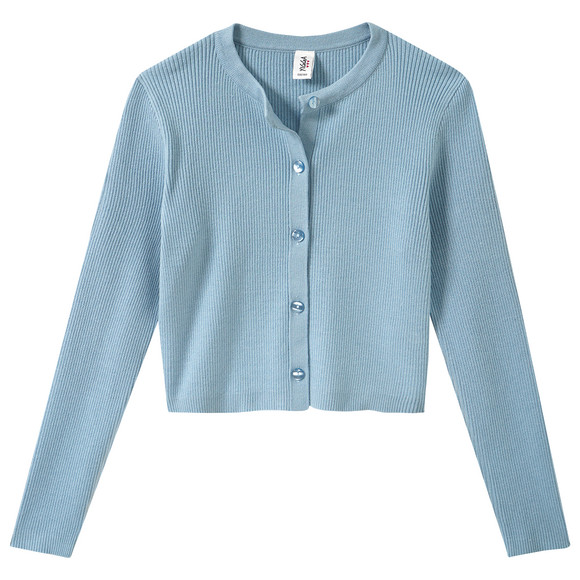 Mädchen Strickjacke mit Rippstruktur hellblau