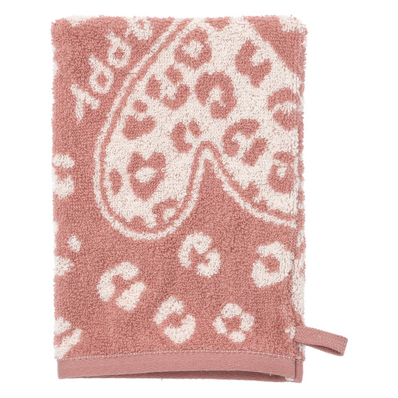 Washandje met hartjesprint roze / wit