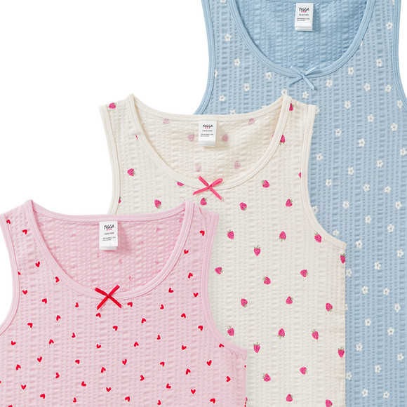 3 Mädchen Unterhemden mit Bio-Baumwolle