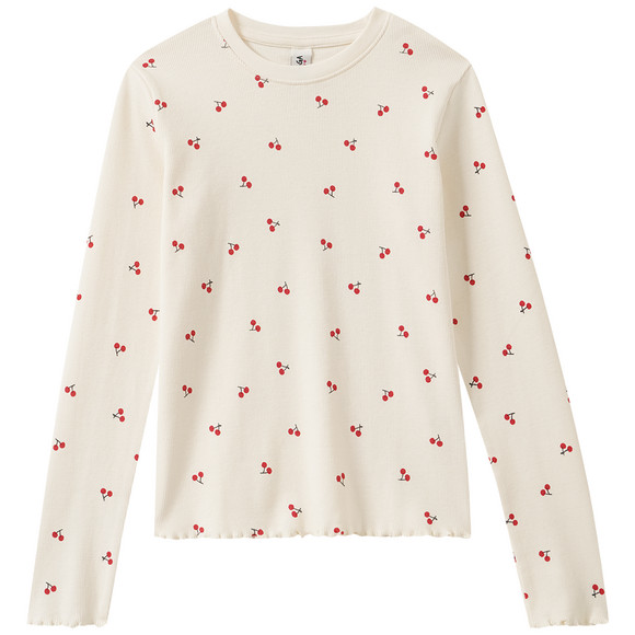 Mädchen Langarmshirt mit Kirsch-Allover